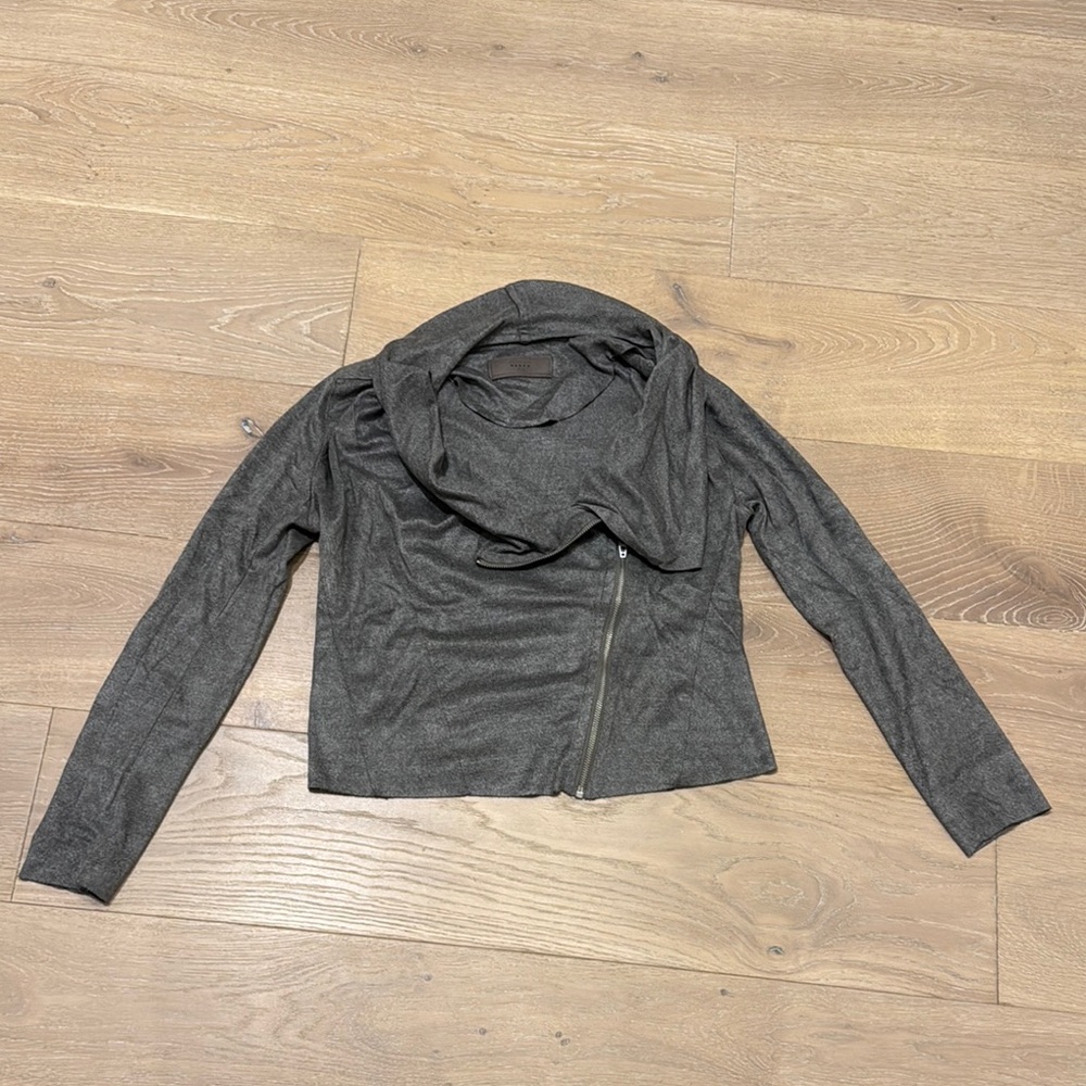 Chic Gray Jacket with Asymmetrical Zipper